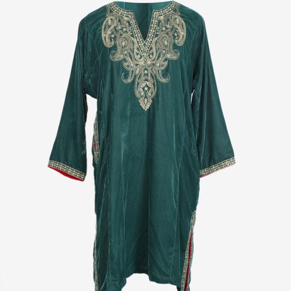 Embroidered Velvet Dress